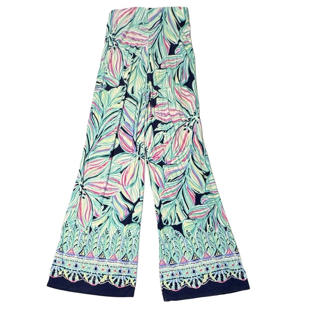 Lilly Pulitzer Weslee Palazzo Wide Leg Pant XS‎ High Tide Bohemian Cottagecore - Picture 10 of 11